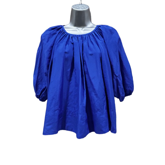 Madewell Tops - NWT Madewell Shirred Puff-Sleeve Top in Cotton-Silk Voile in blue size XS